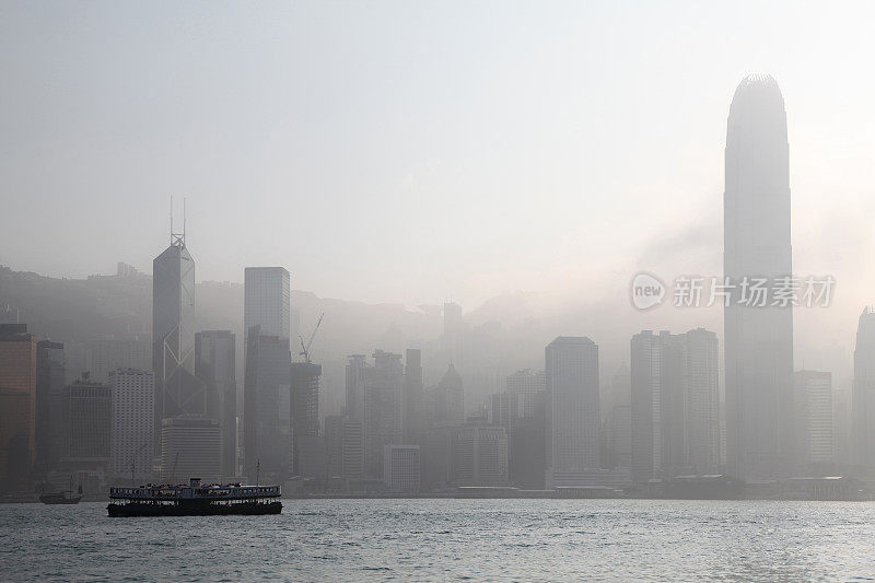 香港渡轮及天际线