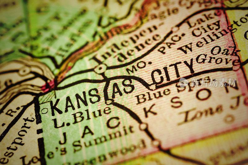 堪萨斯城，密苏里州的古董地图