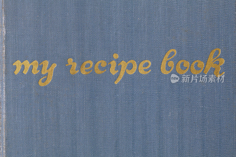 古董食谱食谱，笔记本装订本和食物背景