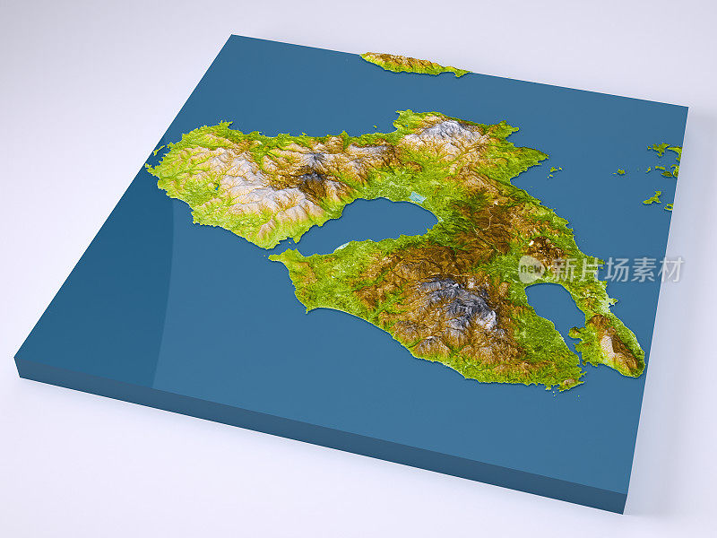 莱斯博斯岛3D模型地形图上的蓝色