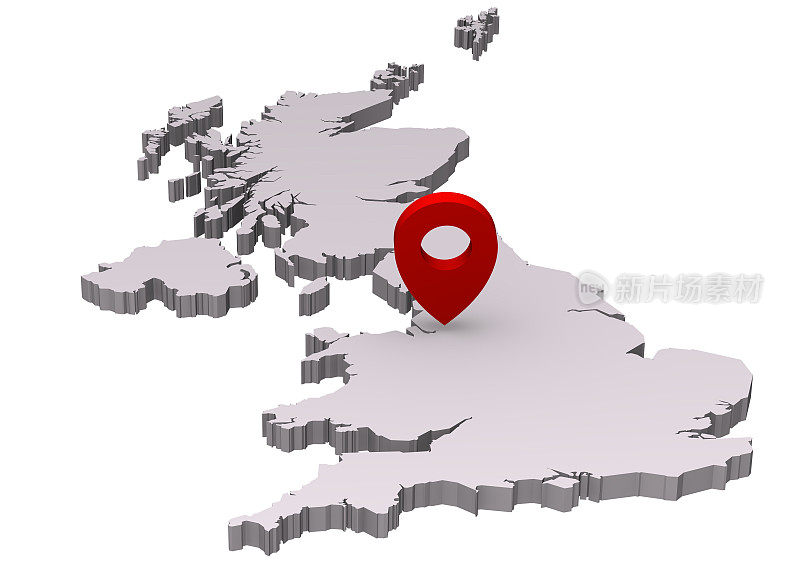 英国地图的位置标记