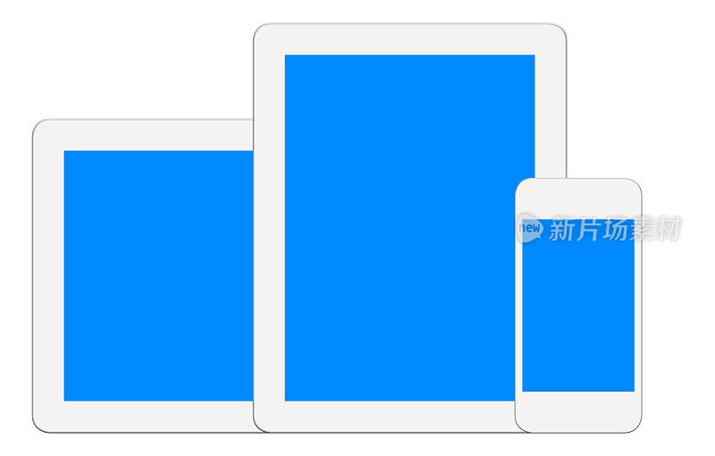 白色数字平板电脑和智能手机-剪辑路径