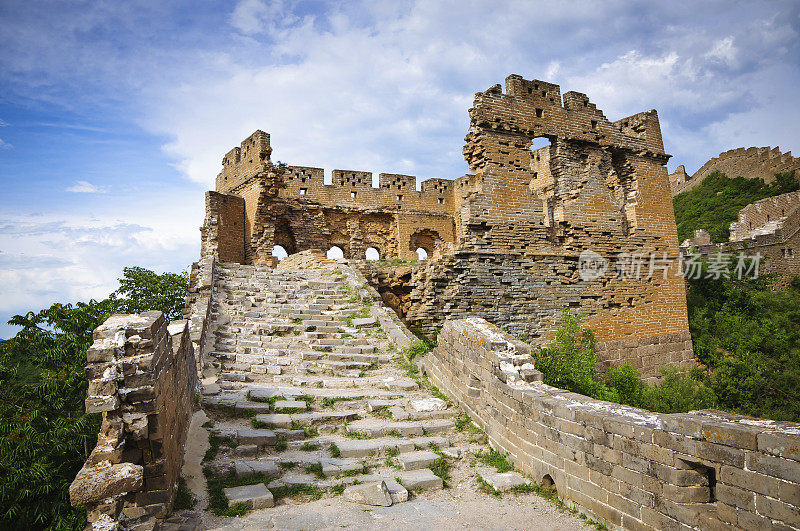 破碎的金山岭长城，北京，中国