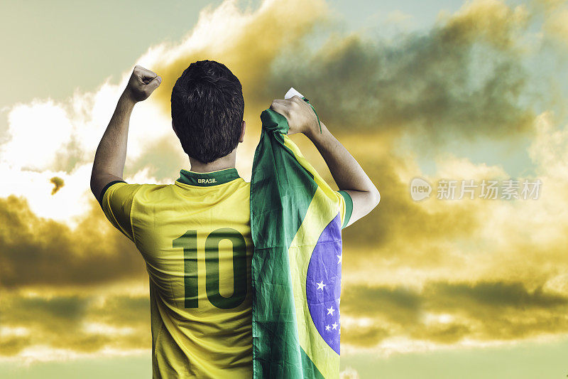 巴西球迷在一个美好的日子庆祝