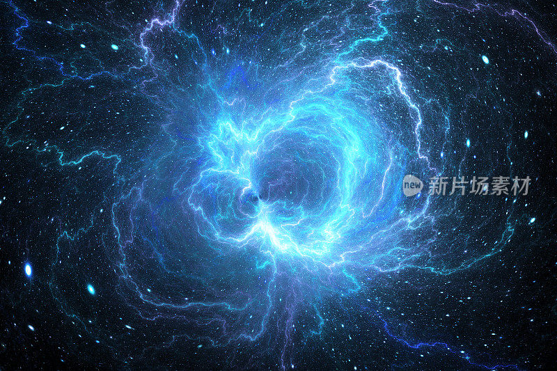 太空中巨大的蓝色闪电能量场