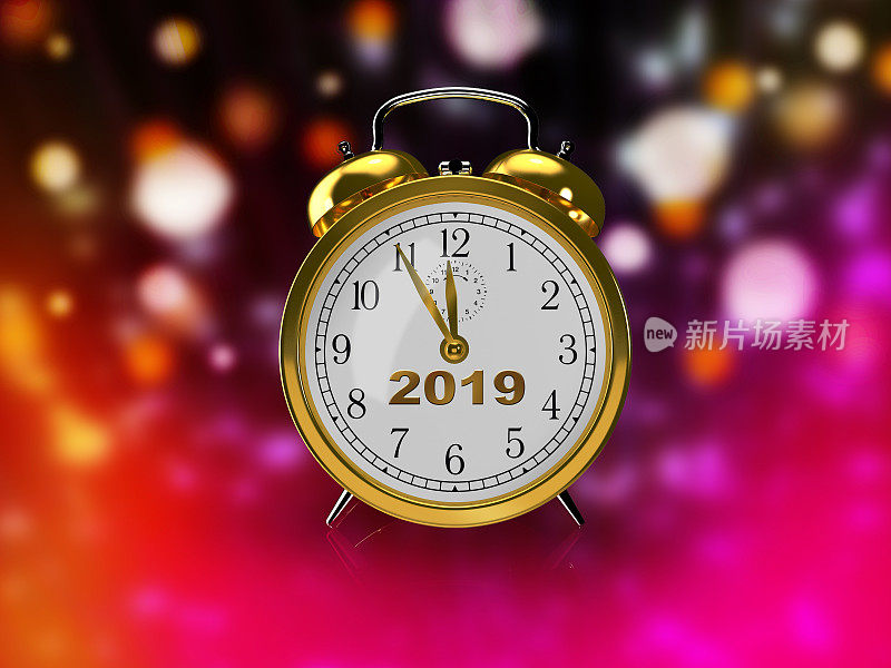 2019年新年时钟黄金