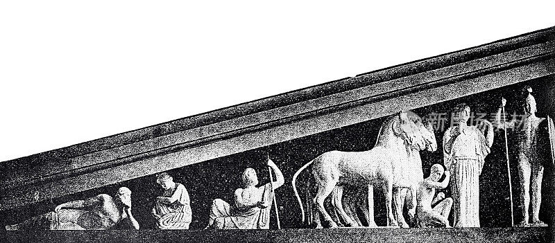 古希腊语，东宙斯神庙的山墙，左侧