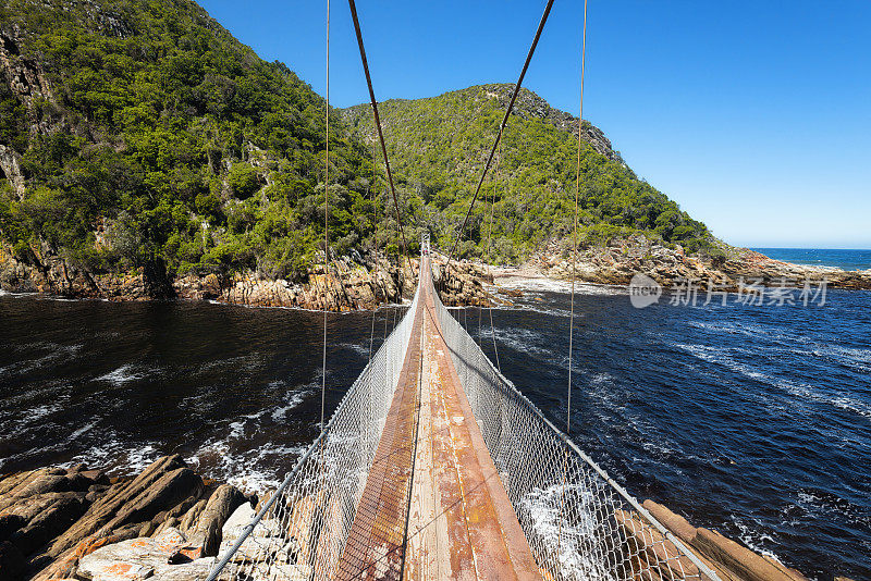 站在南非Tsitsikamma国家公园的吊桥上