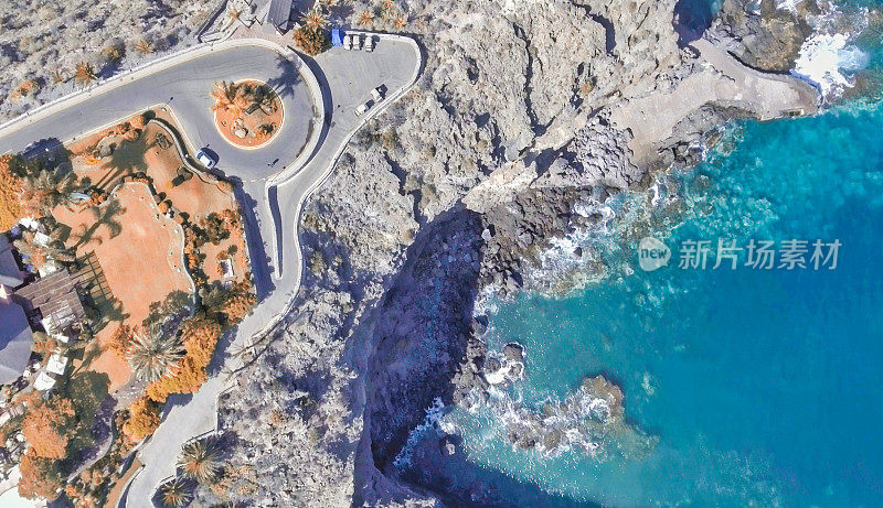 加那利群岛夏季美丽的特内里费海岸线的高空鸟瞰图