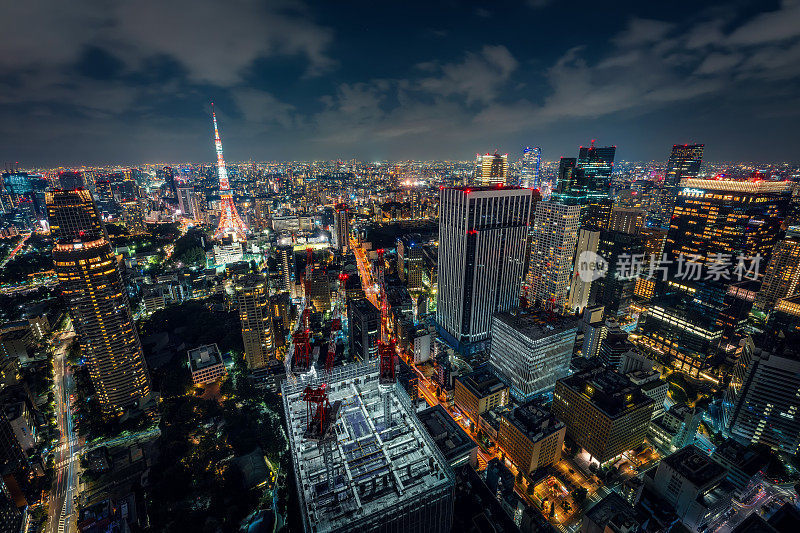 美丽的东京夜景，日本天际