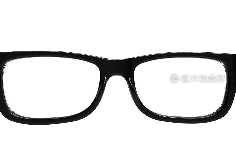 黑色眼镜设计元素，眼镜孤立在白色背景和剪辑路径，3d渲染库存照片