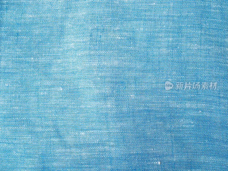 明亮的蓝色天然棉麻织物纹理背景横幅全景