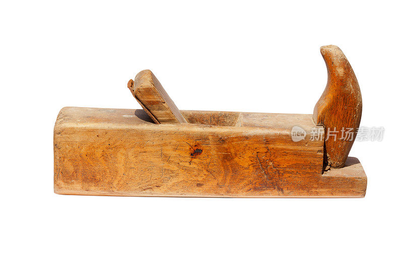 孤立的老式木制刨床手工工具