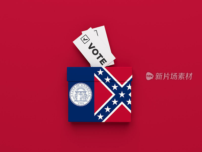 乔治亚州选举投票箱以红色为背景。