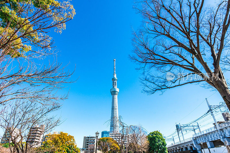 东京天空树在日本被包围的镜头