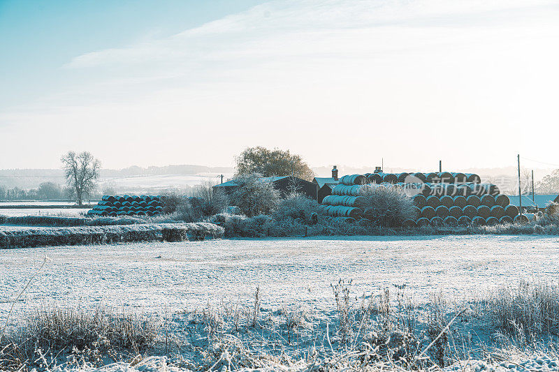 一个寒冷的早晨，本季的第一层雪