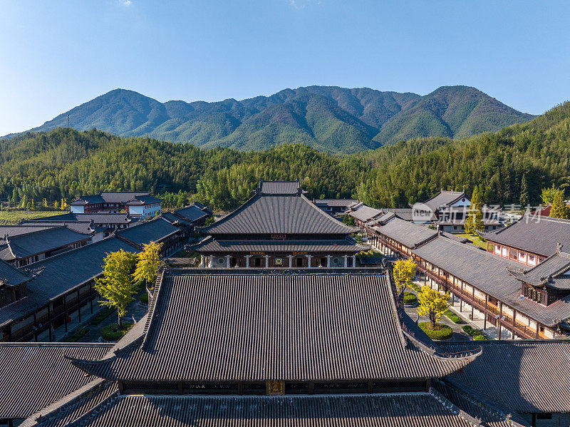 中国江西寺庙和古建筑的航空摄影