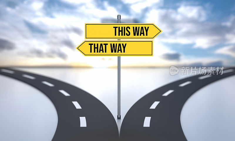 这条路或那条路。用路标划分道路和决策