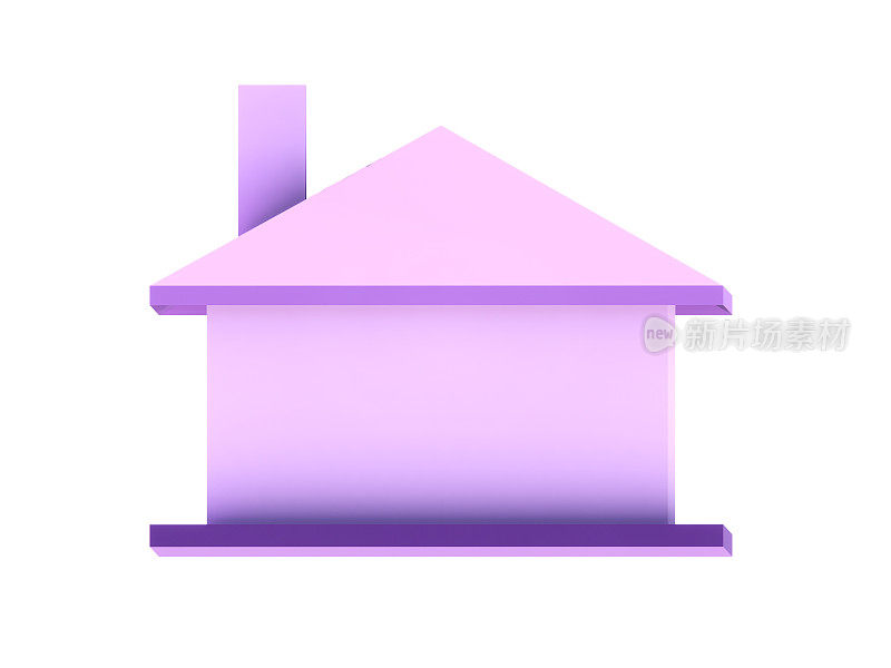 极简主义紫色盒子屋的3D模型渲染图