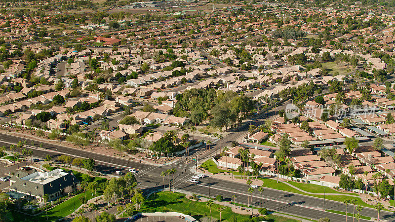 吉尔伯特，亚利桑那州的房屋鸟瞰图