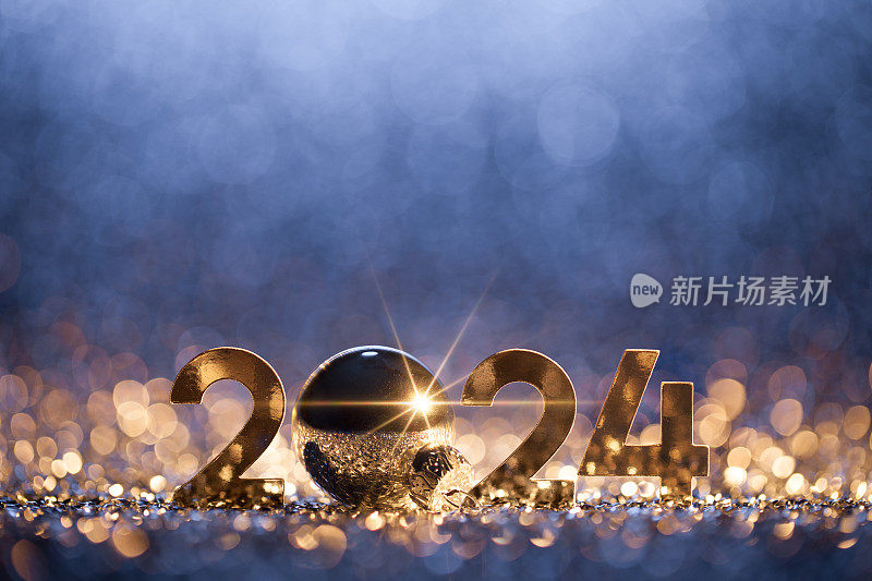 新年2024圣诞背景-金蓝色派对庆祝活动