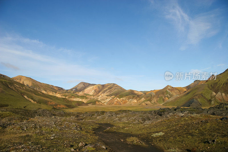 冰岛Laugevegur步道起点的Landmannalaugar周围引人注目的山景