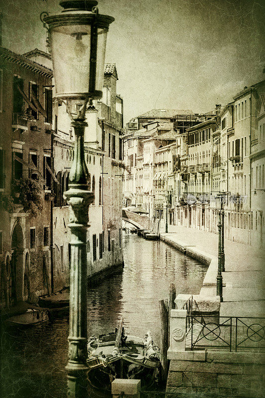威尼斯运河的复古照片