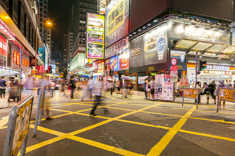 晚上的香港商业区