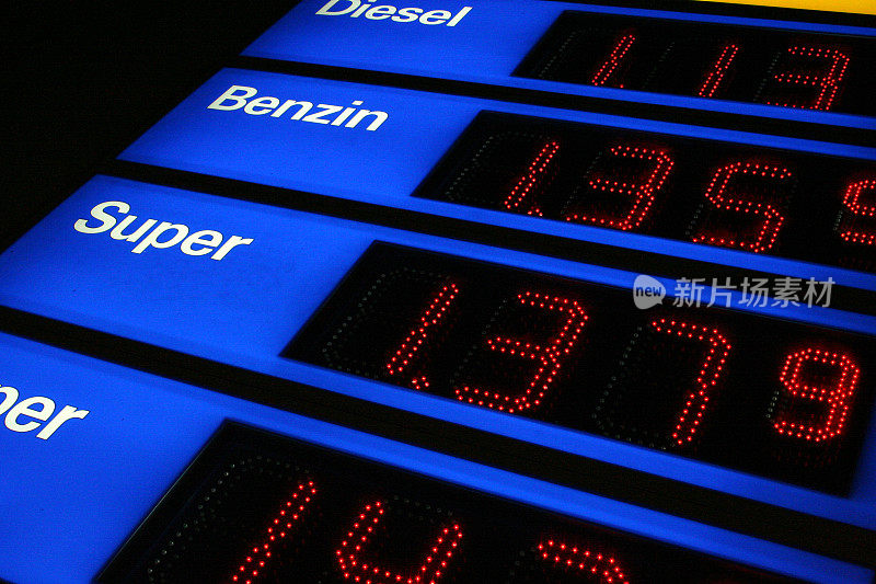 液晶显示屏显示燃油价格上涨