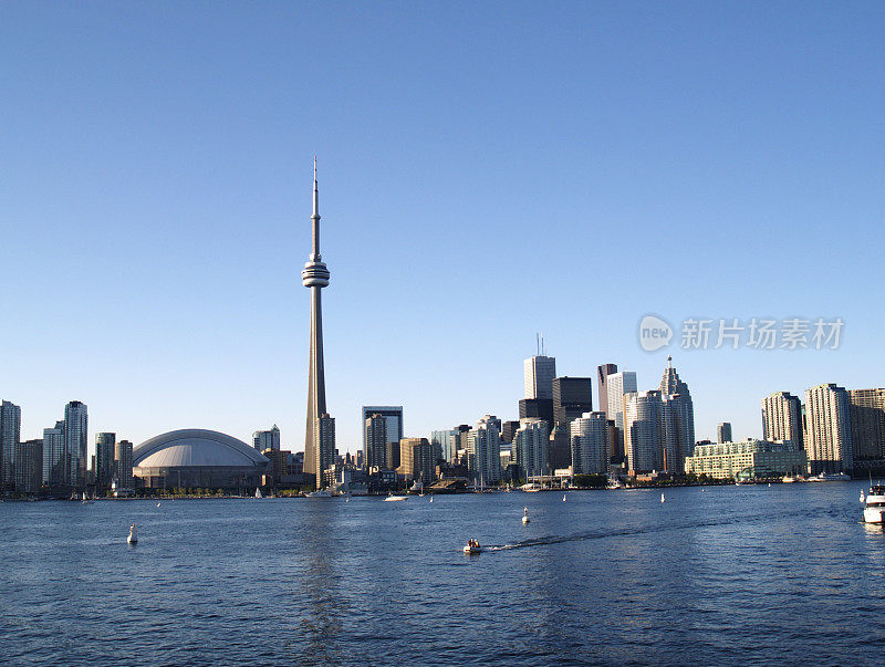 从安大略湖俯瞰多伦多的全景