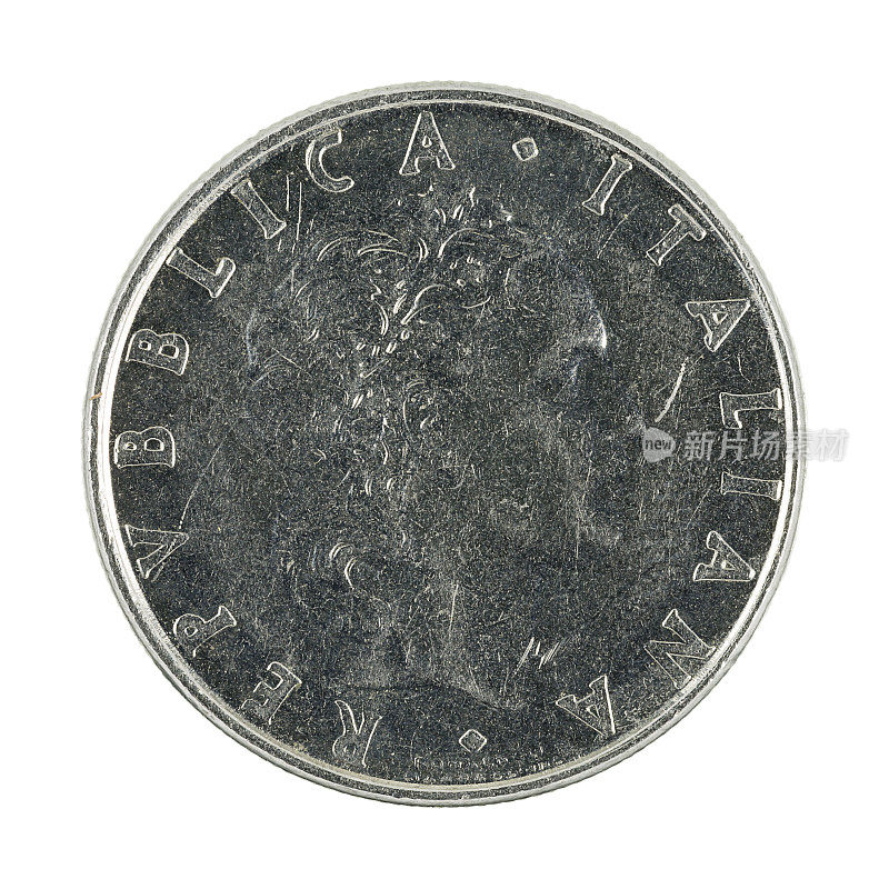 意大利里拉50硬币(1982年)孤立在白色背景
