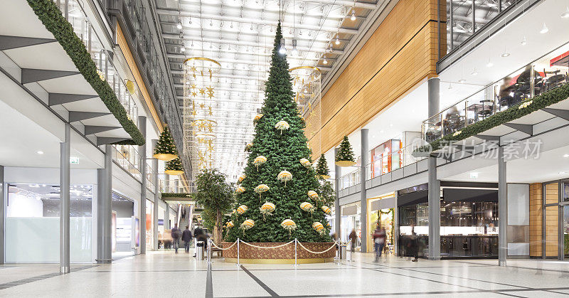 购物中心和圣诞树