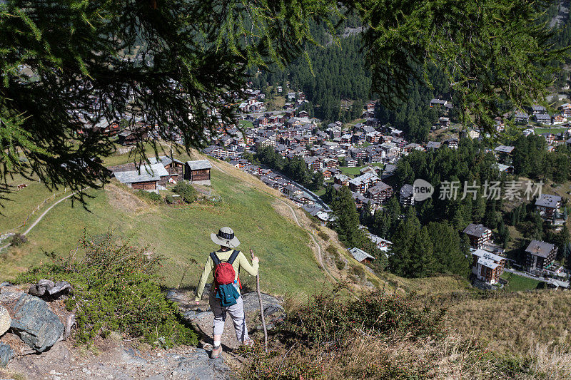 在瑞士阿尔卑斯山泽马特徒步旅行