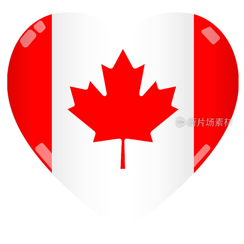 闪亮的2D加拿大国旗心