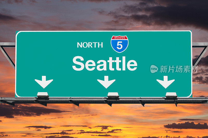 西雅图5号州际公路北公路日出标志