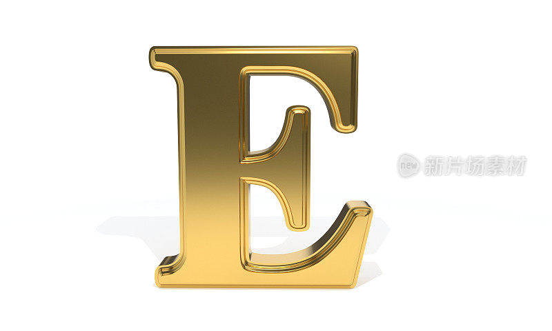 E金色字母，3d渲染