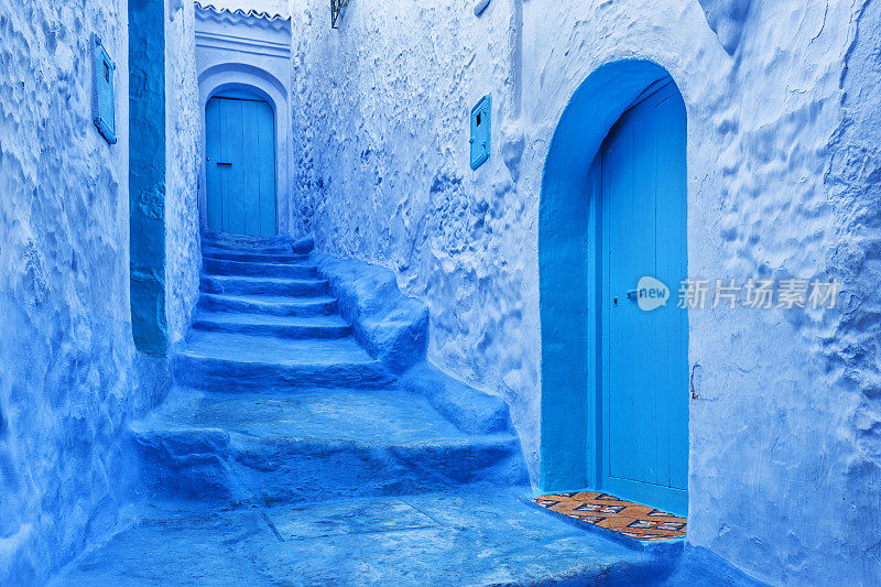 蓝色楼梯，Chefchaouen，摩洛哥，北非