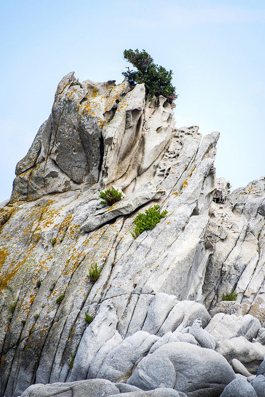 希腊乌拉努波利斯的Ammouliani岛的岩石背景