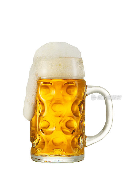 一大杯传统的巴伐利亚啤酒加白啤酒