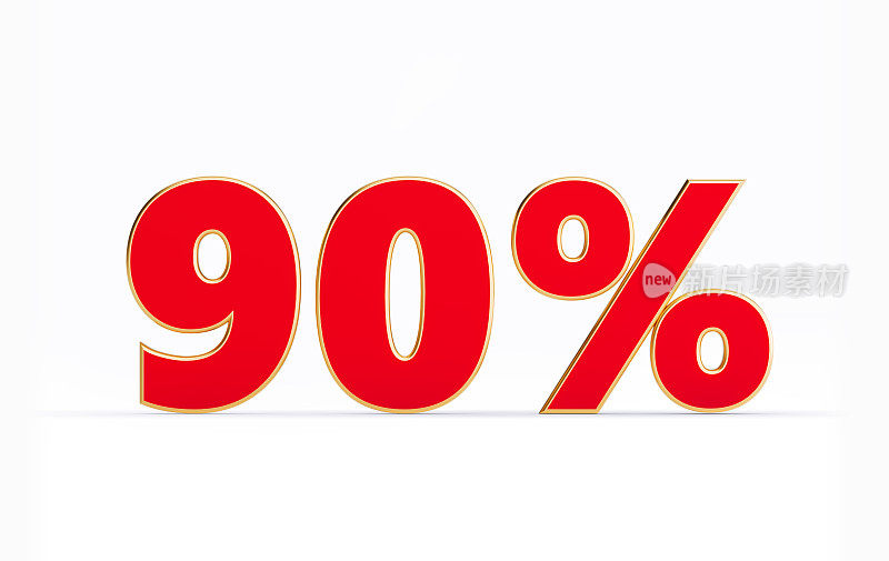 销售概念-红色90%的文字坐在白色的背景