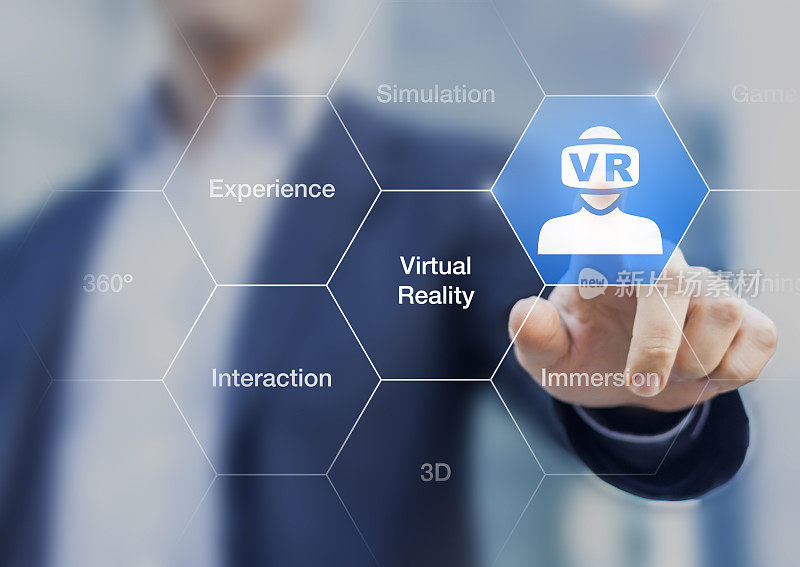 虚拟现实概念与VR头戴式数字界面图标