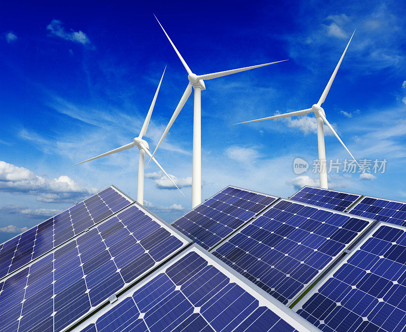 太阳能电池板和风力发电机