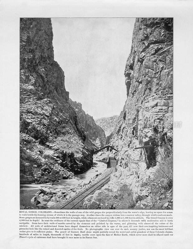 美国古董摄影:皇家峡谷，科罗拉多州，美国，1893