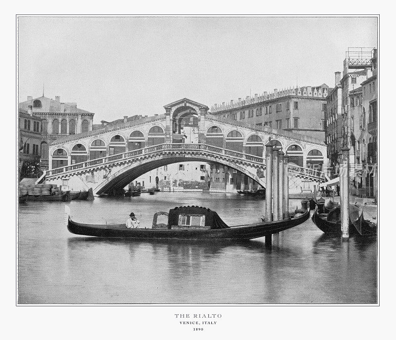 里亚托，威尼斯，意大利，古代意大利照片，1893年