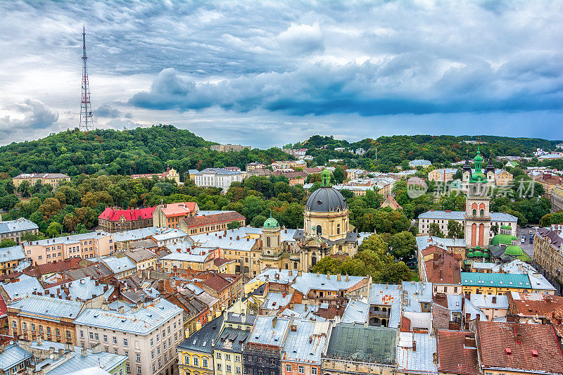 利沃夫，乌克兰老城俯视图全景
