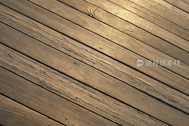 柚木甲板木板路木材背景倾斜