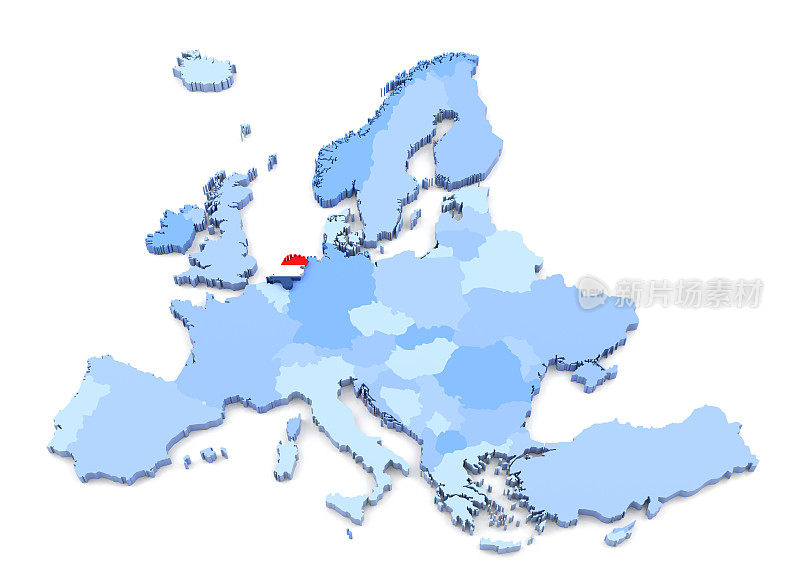 欧洲地图，荷兰与旗帜