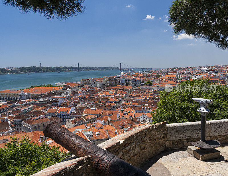 葡萄牙里斯本城市景观从卡斯特罗São豪尔赫的观点