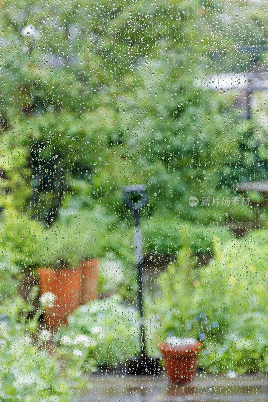 雨滴落在窗户上