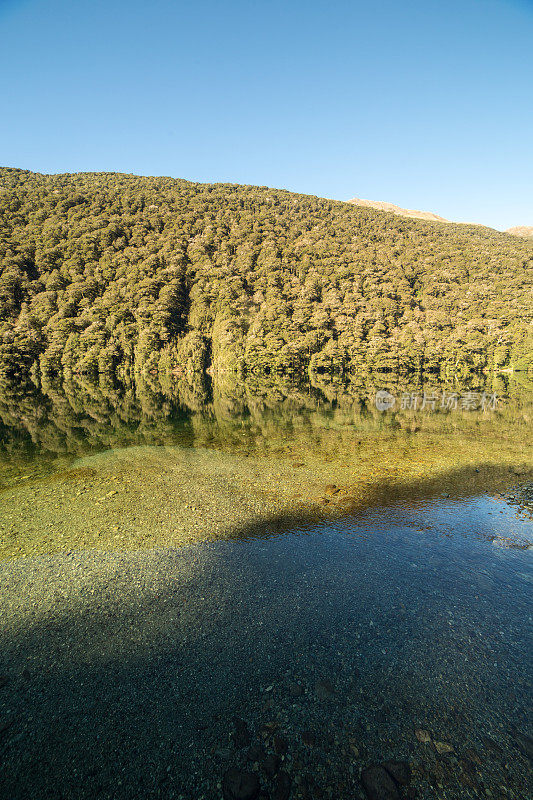 新西兰峡湾国家公园的湖泊和山脉景观